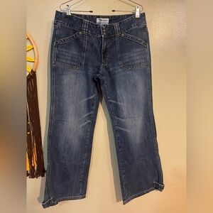 Old Navy  Blue VTG Y2K Low Rise Wide Leg Button Detail Cotton Jeans Size 12